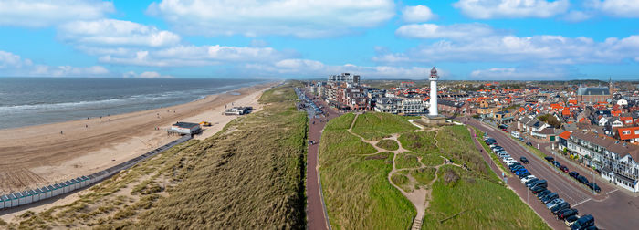 High angle view of beach against sky