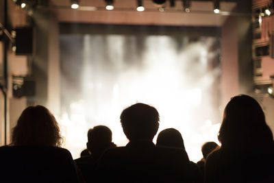 Rear view of silhouette people at music concert