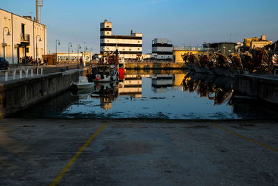 View of canal along buildings