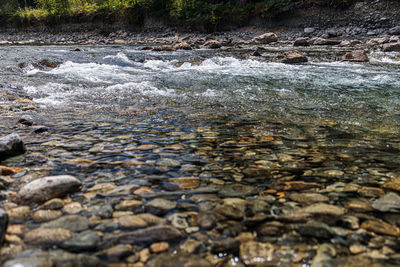 Surface level of stones in river