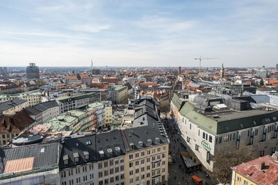 High angle view of cityscape against sky