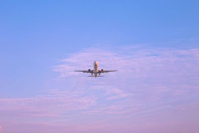 Low angle view of airplane flying in sky