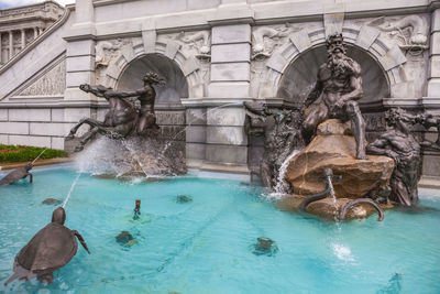 Fountain in swimming pool