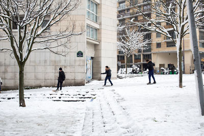 People walking in snow