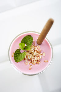 High angle view of food in bowl on table