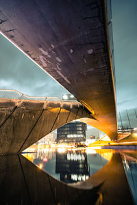 Illuminated bridge against sky