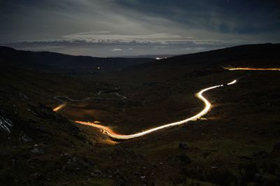 High angle view of road amidst landscape against sky