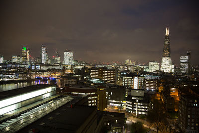 Illuminated city at night