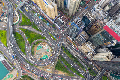 Aerial view of elevated roads