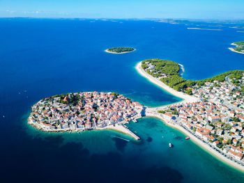 High angle view of people on beach