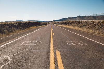 Road amidst landscape against clear sky