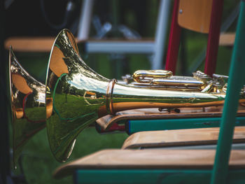 Close-up of trombone 