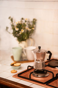 Close-up of coffee cup on table