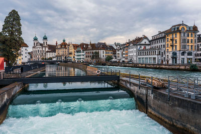 Bridge over river in city