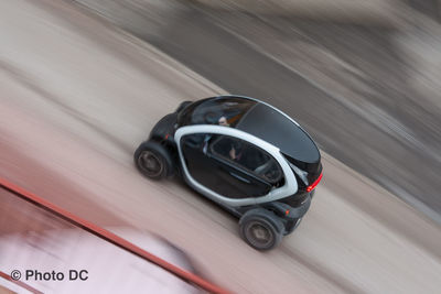 High angle view of car on road