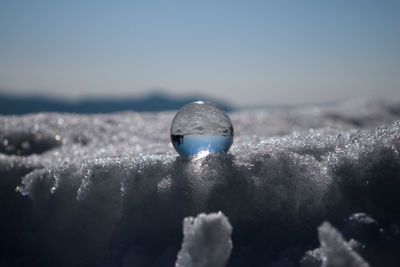 Close-up of crystal ball in water