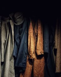 Clothes hanging in shelf