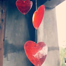 Close-up of red heart shape balloon