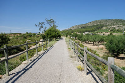 Scenic view of landscape against clear blue sky