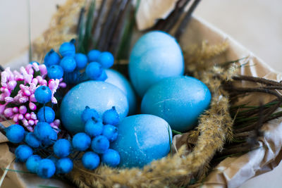 Close-up of eggs in basket