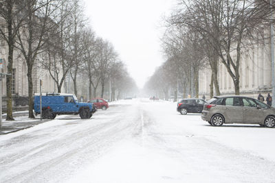 Cars on road in winter