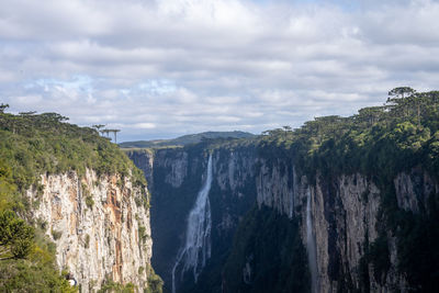 Panoramic view of waterfall against sky