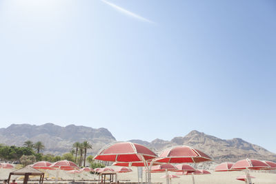 View of mountain range against clear sky