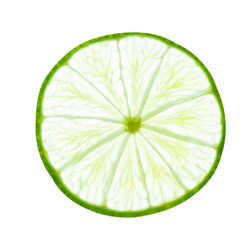 Close-up of lemon slice against white background