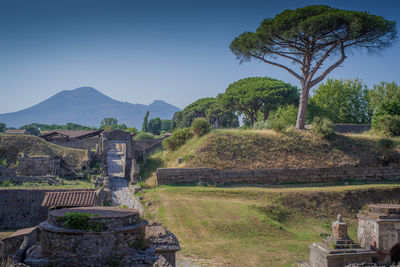 Scenic view of mountains against clear sky