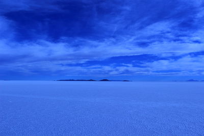 Scenic view of sea against blue sky