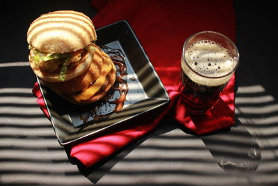 High angle view of coffee on table