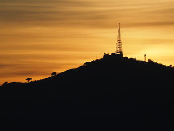 Low angle view of silhouette building against sky during sunset