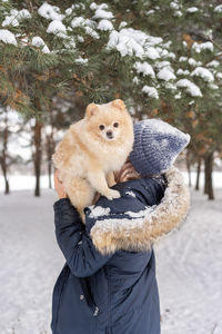 View of man holding a horse