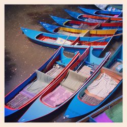 High angle view of boats in sea