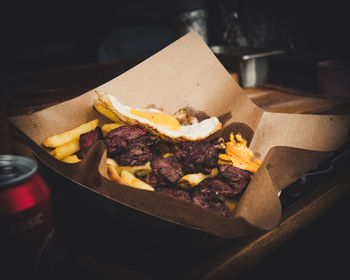 High angle view of meal served in plate