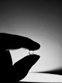 Close-up of silhouette hand against clear sky