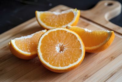 Close-up of orange fruit on table