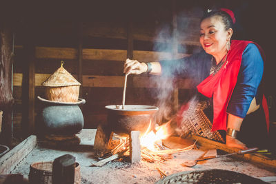 Man preparing food in workshop