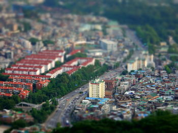 Tilt-shift image of cityscape