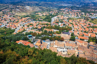 High angle view of townscape