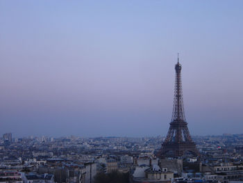 View of cityscape against clear sky