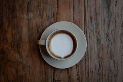 High angle view of coffee on table