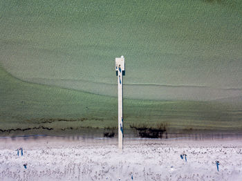 High angle view of snow on beach