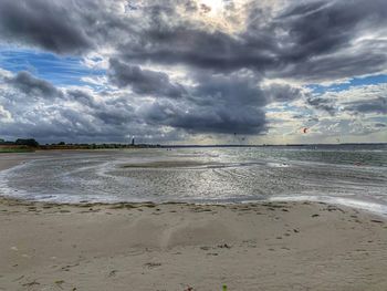 Scenic view of beach against sky