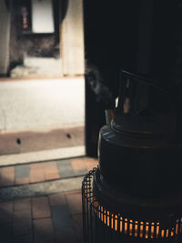 Close-up of kettle on stove at home