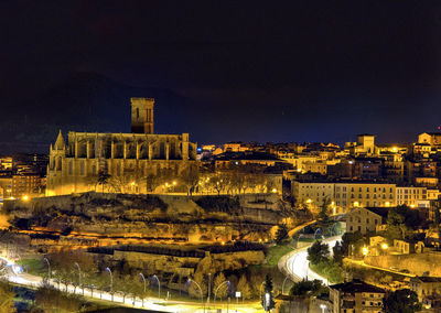 City of manresa, at dusk, with la seu in the foreground