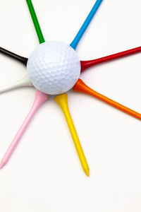 Close-up of multi colored ball on table