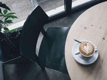 High angle view of coffee on table