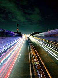 Light trails on highway at night