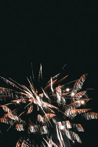 Low angle view of firework display at night